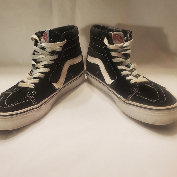VANS Sk8-Hi Black With White Stripe Canvas High Top Sneakers Mns Sz 5 Wms Sz 6.5 - Picture 4 of 9